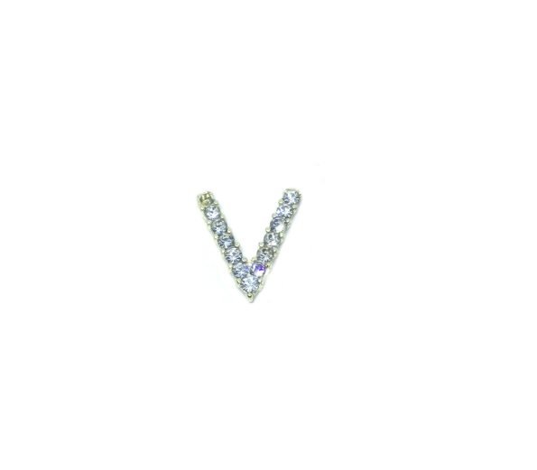 Rhinestone Initial V Pin