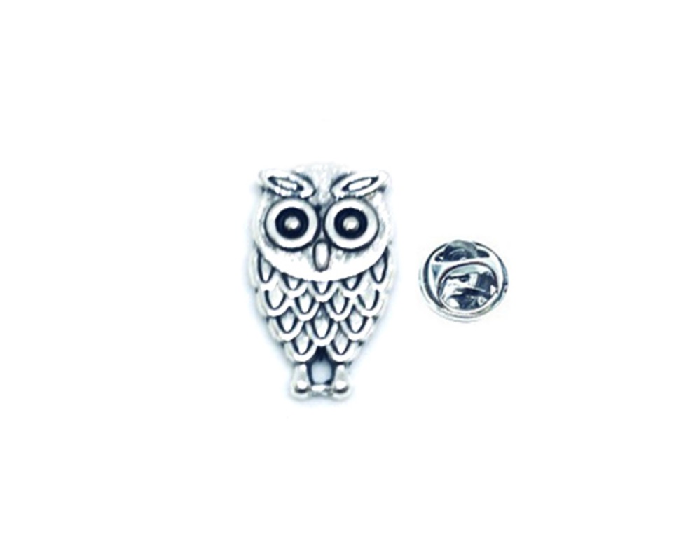 Silver Owl Lapel Pin