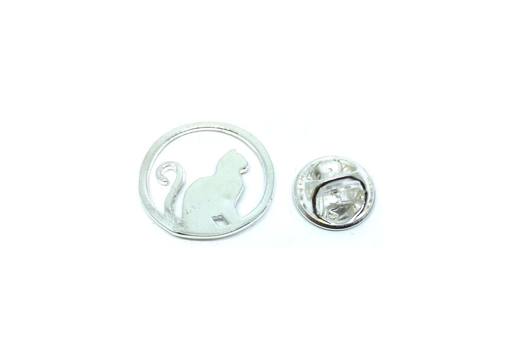 Small Silver Cat Pin