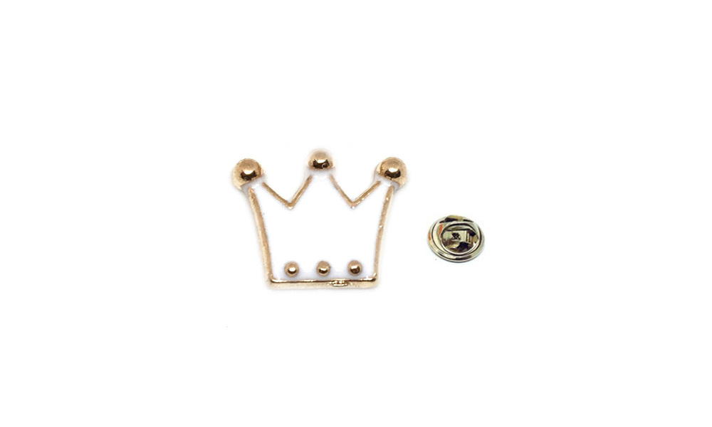 Small White Crown Enamel Pin