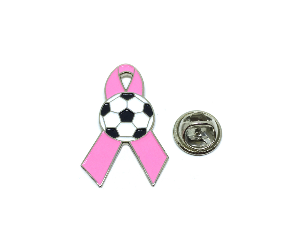Soccer Breast Cancer Ribbon Pin