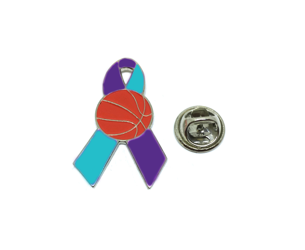 Suicide Awareness Ribbon Basketball Pin