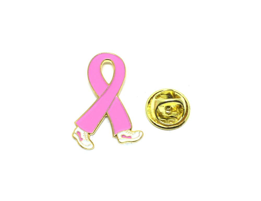 Walking Breast Cancer Ribbon Pin