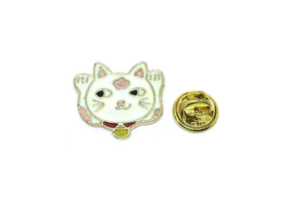 White Cat Face Lapel Pin