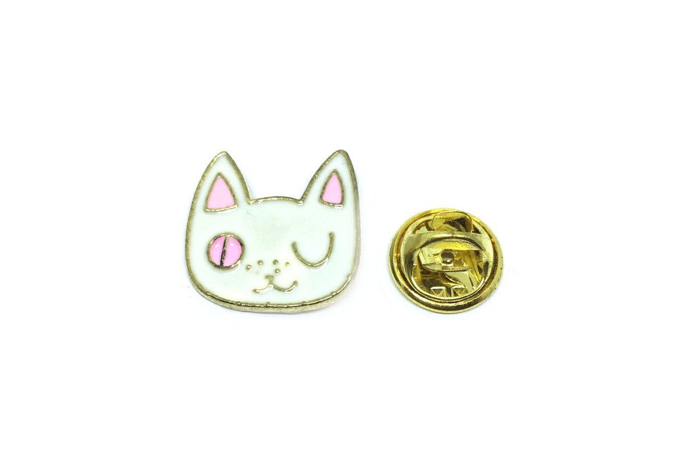 White Cat Face Pin