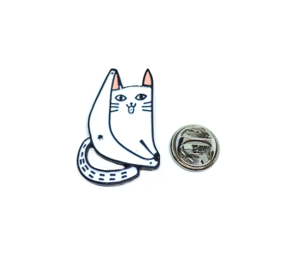 White Cat Lapel Pin