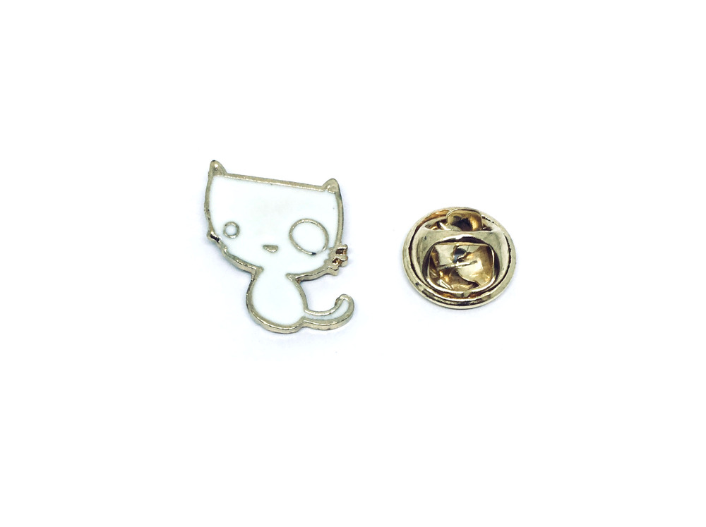 White Cat Pin Badge