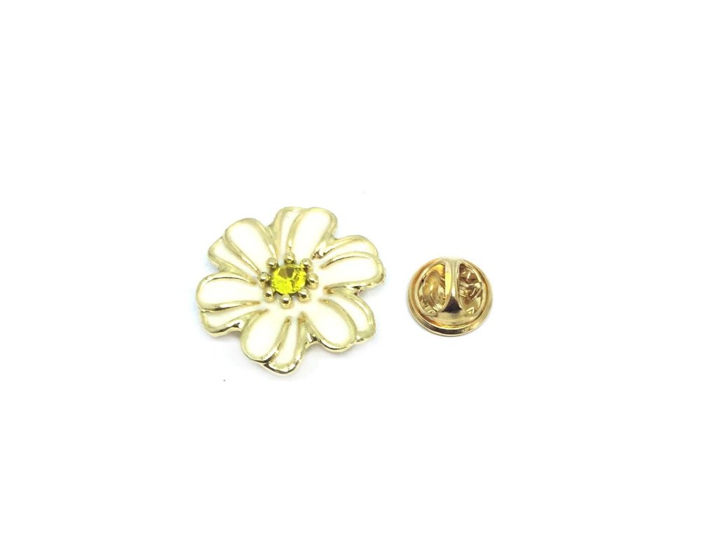 White Flower Enamel Lapel Pin