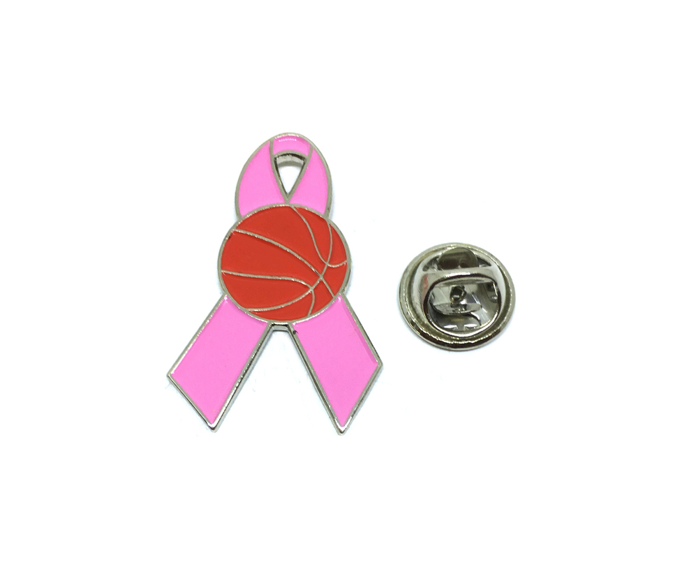 Basketball Breast Cancer Ribbon Pin
