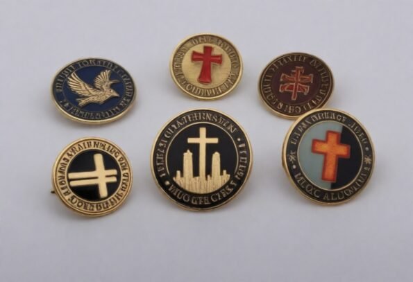 Various Christian lapel pins
