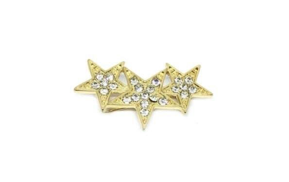 Gold Three Star Brooch Pin