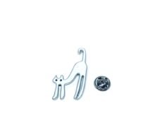 White Enamel Cat Pin