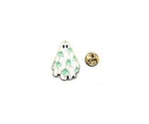 White Ghost with Scattered Green Ghost Enamel Pin