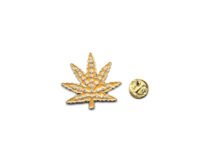 Crystal and Orange Enamel Maple Leaf Pin