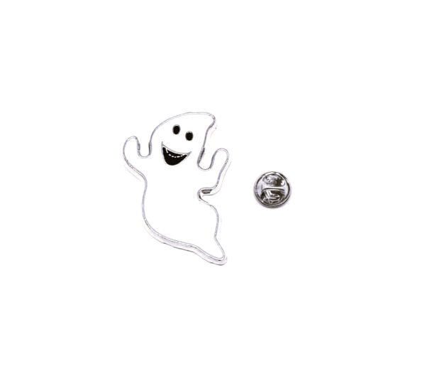 Halloween Ghost White Enamel Pin - silver