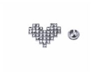 rystal Studded Heart Lapel Pin - silver