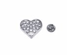 Crystal Love Heart Pin Badge - silver