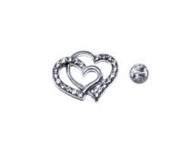Crystal Double Heart Lapel Pin