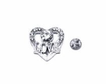 'I Love You' Heart Lapel Pin-silver