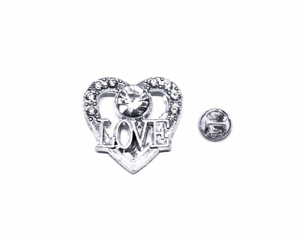 'I Love You' Heart Lapel Pin-silver
