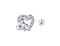 Rhinestone Butterfly and Heart Lapel Pin