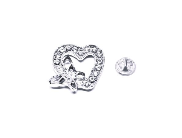 Rhinestone Butterfly and Heart Lapel Pin