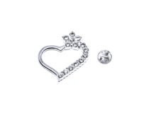 Crystal Star Heart Lapel Pin in silver