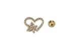 FPBT-107 Rhinestone Heart Butterfly Lapel Pin