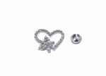 FPBT-107 Rhinestone Heart Butterfly Lapel Pin