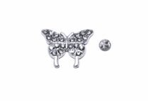 Dazzling Rhinestone Butterfly Pin - silver