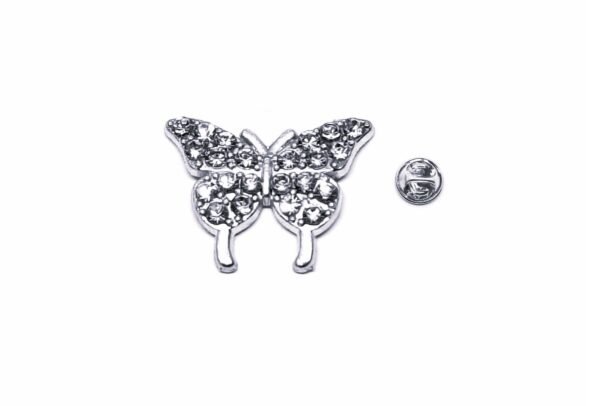 Dazzling Rhinestone Butterfly Pin - silver
