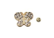 Gold plated Butterfly Pin with Rhinestones