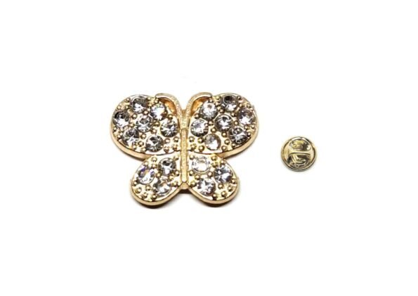 Gold plated Butterfly Pin with Rhinestones