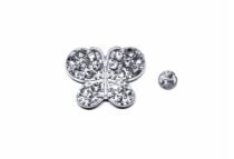 Silver plated Butterfly Pin with Rhinestones
