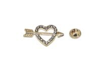 Rhinestone Heart and Arrow Lapel Pin