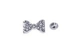 Bow Rhinestone Pin - silver
