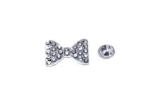 Bow Rhinestone Pin - silver
