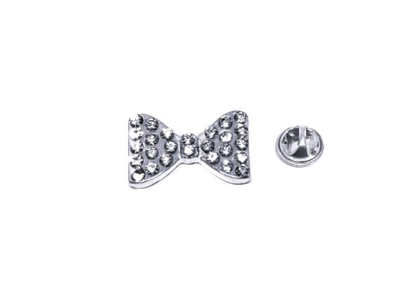 Bow Rhinestone Pin - silver