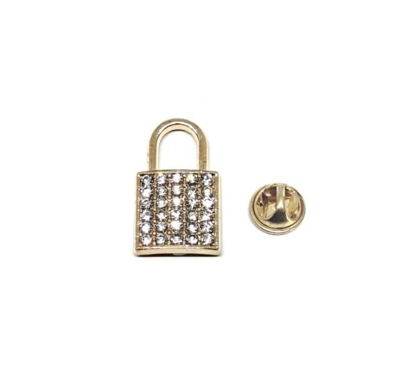 Padlock Rhinestone Lapel Pin