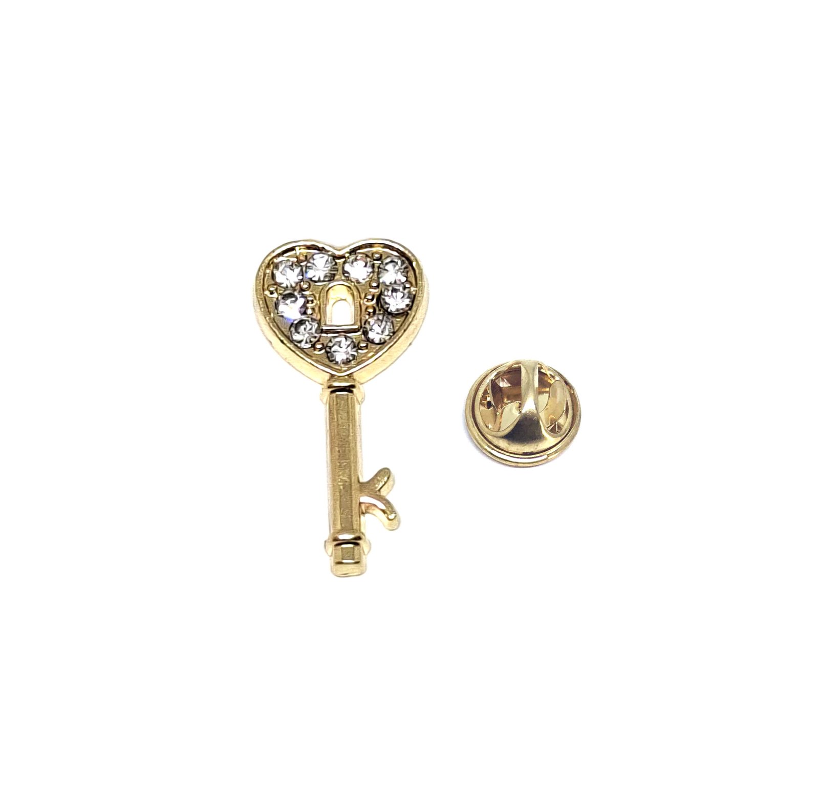 FRHIN-179 Gold filled Key Rhinestone Pin Gold filled Key Rhinestone Pin