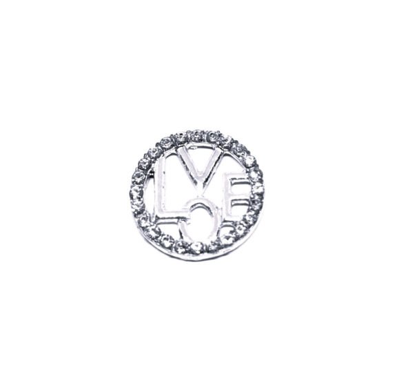 Love Round Lapel Pin - silver