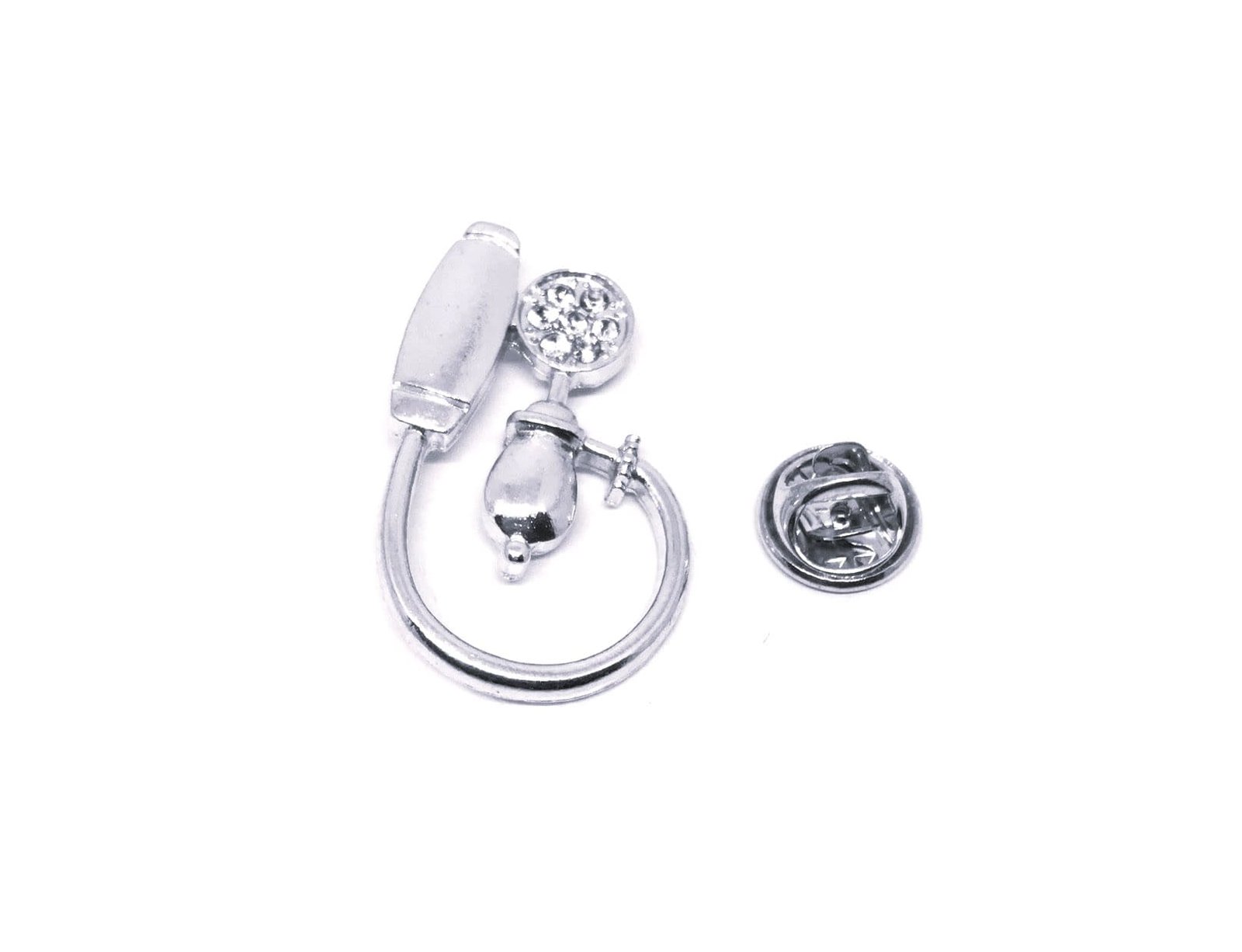 FMED-043 Silver Sphygmomanometer Lapel Pin Silver Sphygmomanometer Lapel Pin