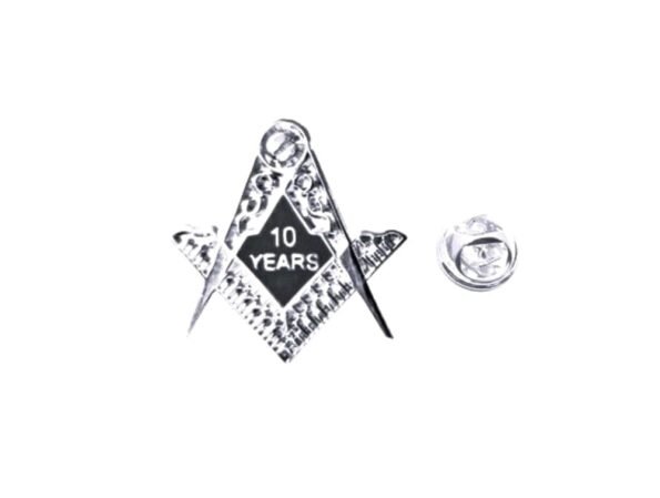 Pewter 10 Year Masonic Pin