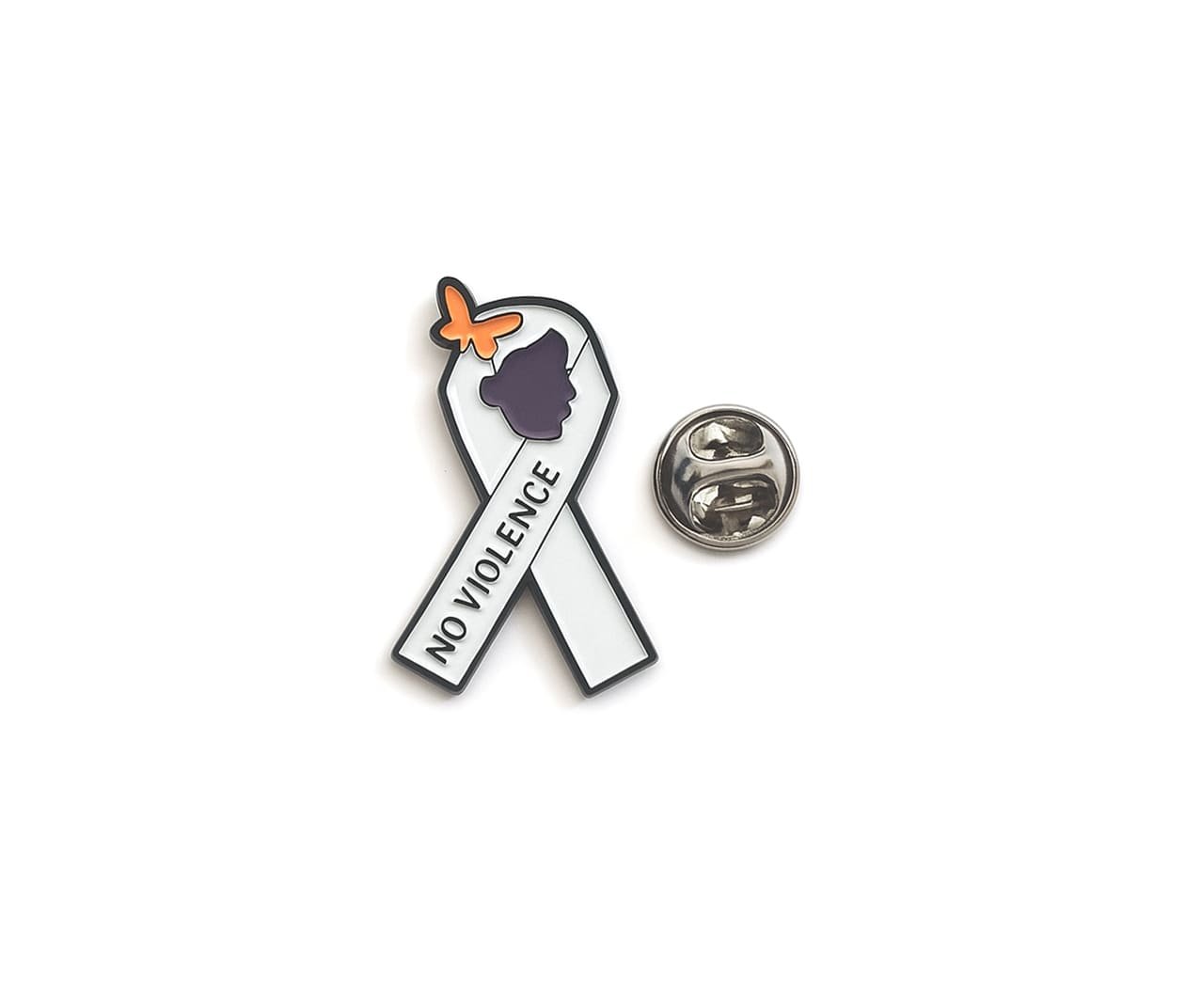 FAWD-019 NO VIOLENCE Awareness Ribbon Pin NO VIOLENCE Awareness Ribbon Pin