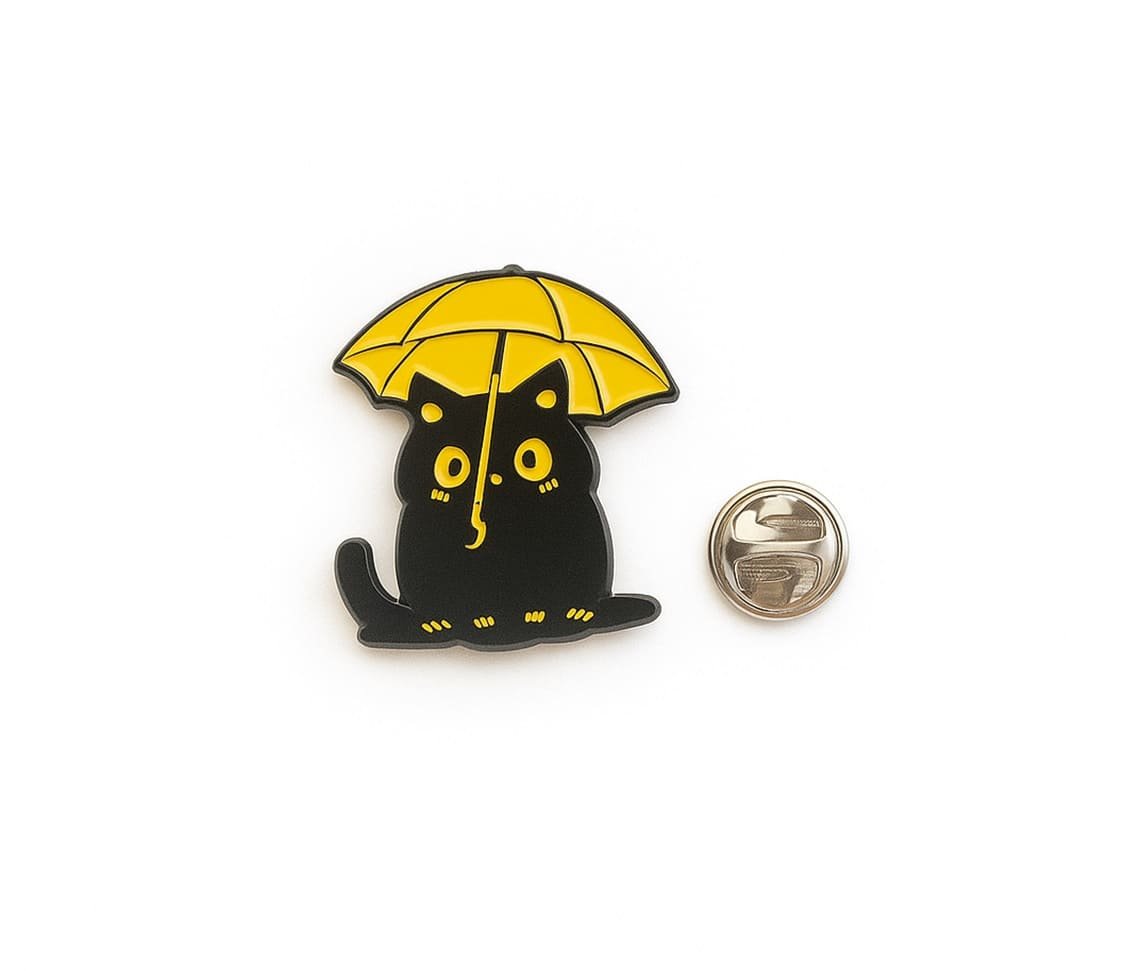 FCAT-142 Cat with Umbrella Enamel Pin Cat with Umbrella Enamel Pin