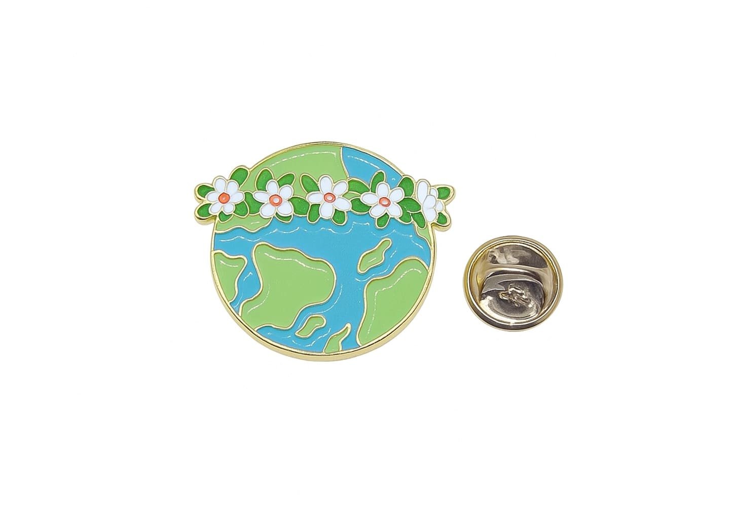 FPE-246 Earth with Flower Crown Lapel Pin Earth with Flower Crown Lapel Pin