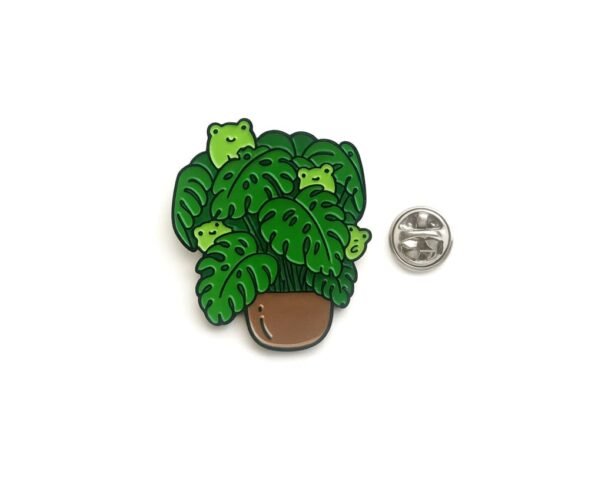 Green Plant Punk Ghost Enamel Pin – Botanical Punk Ghost Lapel Pin | Finox