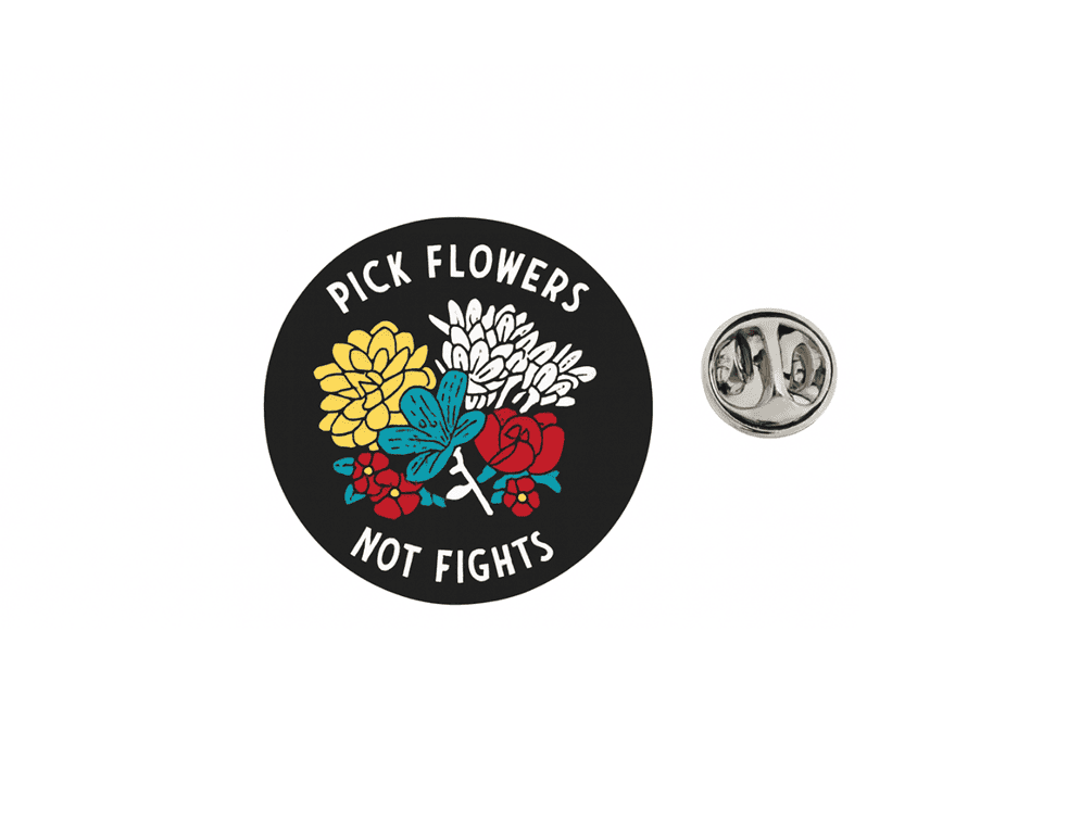 AFLA-067 'Pick Flowers Not Fights' Lapel Pin 'Pick Flowers Not Fights' Lapel Pin