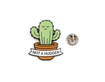 'Not a Hugger' Cactus Lapel Pin