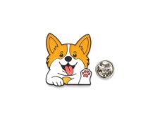 Corgi Dog Waving Enamel Pin